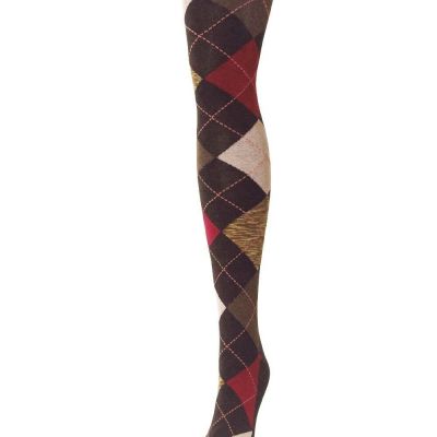 Funky Argyle Cotton Blend Sweater Tights